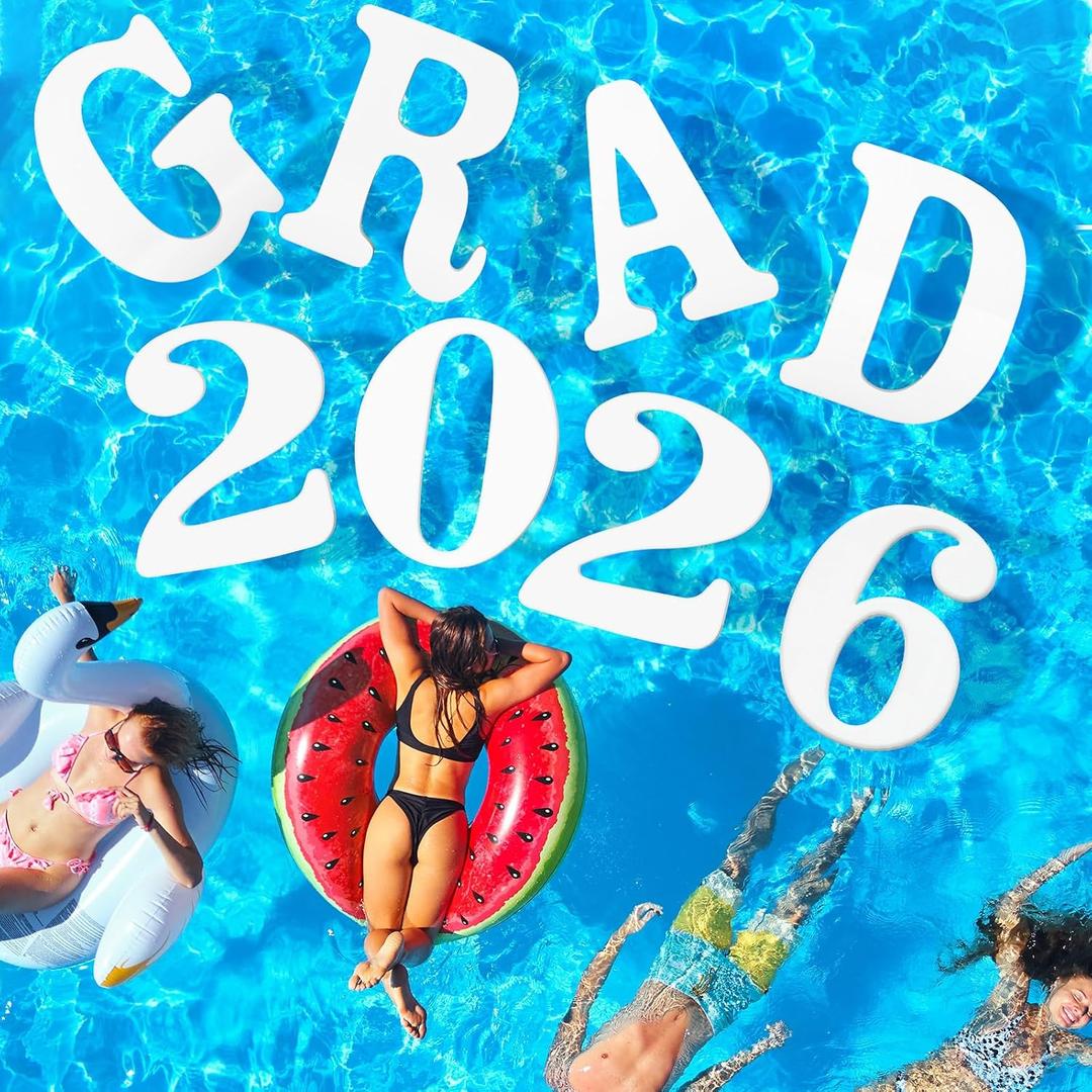 Arrowbash Large Grad Prom 2026 Floating Letters 20 x 15 Inch Pool EVA Foam Letters 2026 Graduation Pool Party Decorations Congrats Party Decor
