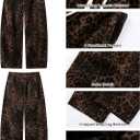 GRAPENT Barrel Jeans for Women Trendy High Waisted Pull On Wide Leg Cropped Leopard Cheetah Print Stretchy Denim Pants (Medium)