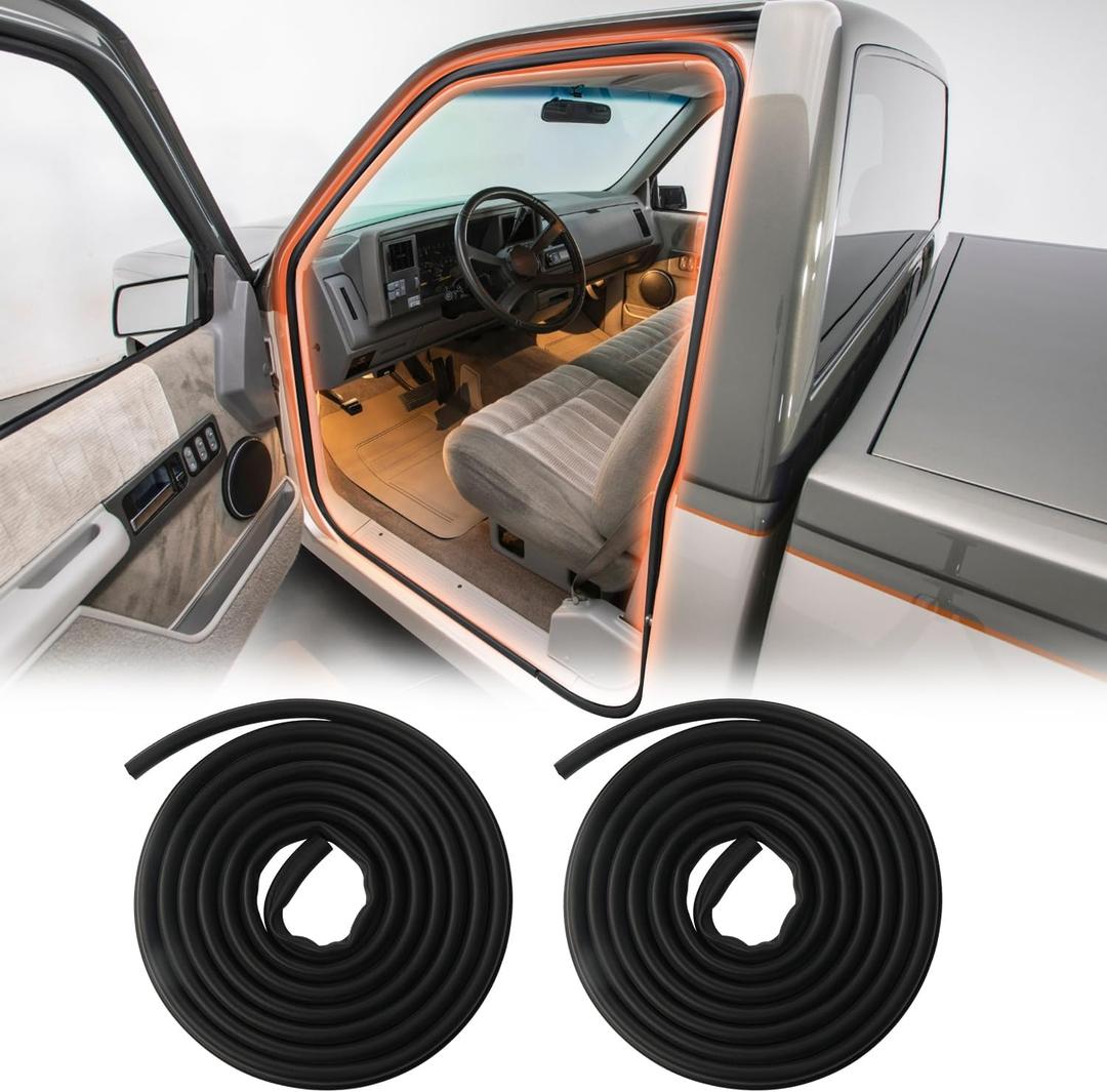 Door Weather Stripping, Rubber Seal Trim Weatherstrip Compatible with 1988-2000 Chevy GMC C1500 C2500 C3500 K1500 K2500 K3500 Blazer Suburban Tahoe Yukon Cadillac Escalade Front Left & Right Side Seal