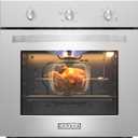 Empava 24 in. 2.3 cu. Ft. Single Gas Wall Oven Bake Broil Rotisserie Functions with Mechanical Controls-Built-in Timer-Convection Fan in Stainless Steel, Silver
