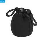 PATIKIL Camera Lens Bag, 2 Pcs 2.8" IDx3.9 H Drawstring Lens Pouch with Thick Protective Neoprene, Lens Case for DSLR Camera Lens, Water Coffee Cups Black