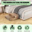Wooden 2 Step Stool for High Beds, Moderate & Applicable 2-Step Stools for Seniors, Solid Wood steppingStool, Built-in Handle for Easy Carrying, 20.0" W