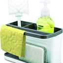 Glad Kitchen Sink Organizer Caddy with 2 Compartments | Sponge Holder for Soap, Scrubber Brush, and Dish Cloth | Drain Holes and Pour Spout Keeps Countertop Dry