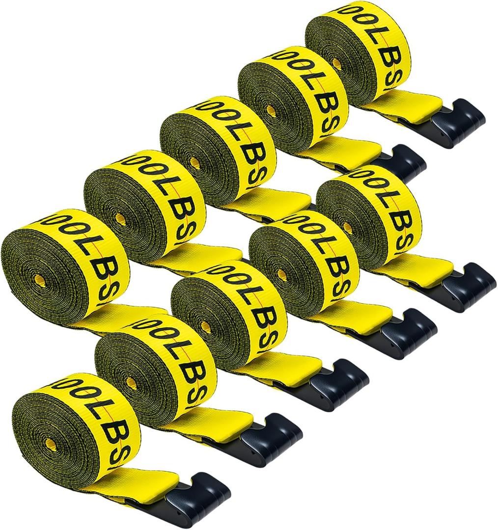 Truck Straps, 4" x30' Heavy Duty Tie Down w/Flat Hooks 18,000lbs Break Strength, WLL# 6000lbs, Winch Straps Cargo Straps tie Down for Flatbeds, Trucks, Trailers, Farms, Rescues, Tree Saver(10 Pack)