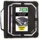 Five Star Zipper Binder, 2 Inch 3-Ring Binder with Round Rings, Expansion Panel and 5-Tab Expanding File, 580 Sheet Capacity, Black (29052IT8)