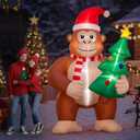 Civaner 8 ft Funny Bigfoot Christmas Inflatables with LED Light Xmas Sasquatch Blow up Yard Decoration Big Foot with Christmas Tree Inflatable for Indoor Outdoor Garden Lawn Winter Holiday Party Decor