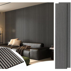 Art3d 2-Pack 108" x 12" Acoustic Wood Panels for Wall, Soundproof Wood Slat Panel for Wall and Ceiling, 3D Fluted Sound Absorbing Paneling for Interior Wall Decor, Living Room, Bedroom - Smoky Oak