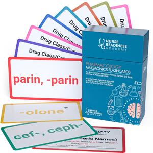 Pharmacology Mnemonics Flashcards: 60 Color Coded Flashcards for Learning The Most Common Generic Drug Names - for Nursing Students, Pharmacy Techs, and Med Students