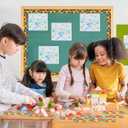 2 x Capoda 24 Pcs Building Block Magnetic Bulletin Board Border 1.97 x 11.81 Inches Colorful Classroom Borders for Back to School Bulletin Board Chalkboard School Office Home Wall Decor(Classic)