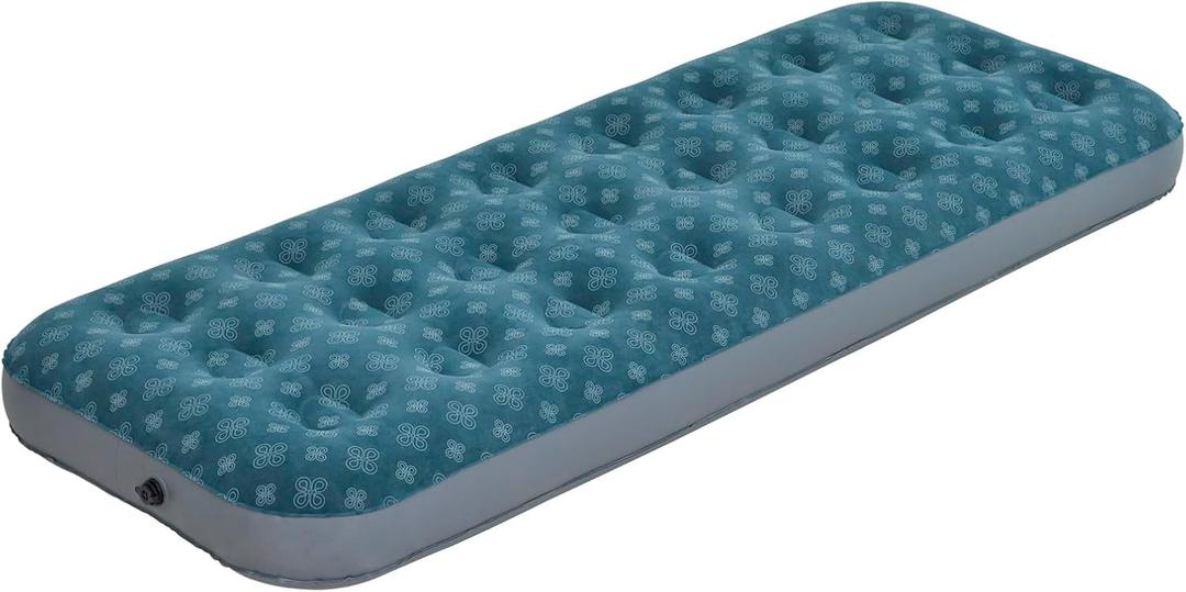 DIMAR GARDEN Single Size Air Mattress Inflatable Bed Sleeping Pad for Camping, Patterned Flocking Blue