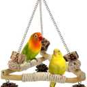 Bird Swing for Cage with Chew Toys, 3 Sisal-Wrapped Parrot Perches & Stable Triangle Design, Wooden Hanging Parakeet Toys Swing for Cockatiel Lovebirds Conures Quaker Balance Training (S)