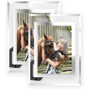 5x7 Picture Frames - 2 Pack Glass Photo Frame for Tabletop/Desktop Display, Horizontal/Vertical Orientation, Silver Finish