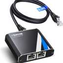 Gigabit Ethernet Splitter 1 to 2 High Speed 1000Mbps with 3.3ft LAN Cable, NEWCARE 1 in 2 Out Dual RJ45 Port Internet Splitter for Cat5/5e/6/7/8, Plug and Play, 2 Devices Simultaneously Networking (Black)