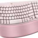 Logitech Wave Keys Wireless Ergonomic Keyboard with Cushioned Palm Rest, Comfortable Natural Typing, Easy-Switch, Bluetooth, Logi Bolt Receiver, for Multi-OS, Windows/Mac - Rose