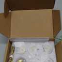 Guank 6-Pack 1-1/4-Inch White Cabinet Glass Crystal Brass knobs Brass Drawer Round Knobs Dresser Pulls, Gold Hardware Kitchen Closet knobs for Bifold Doors