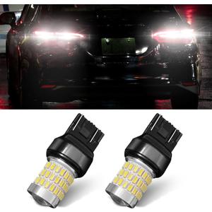 7443 7440 LED Bulb for Reverse Lights, 2024 Upgraded Super Bright T20 7441 7444 W21W LED Lamps with Projector Lens, Replacement for Backup Tail Brake Parking Lights DRL, 2Pcs (White)