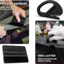 Gomake Vehicle Vinyl Wrap Window Tint Film Tool Kit Include 4 Inch Felt Squeegee, Retractable 9mm Utility Knife and Blades, Zippy Vinyl Cutter and Mini Go Corner Squeegee for Car Wrapping (5 Tools)