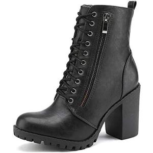 DREAM PAIRS Women's Combat Ankle Boots Chunky Heel Lace up Fashion Heeled Booties 6.5