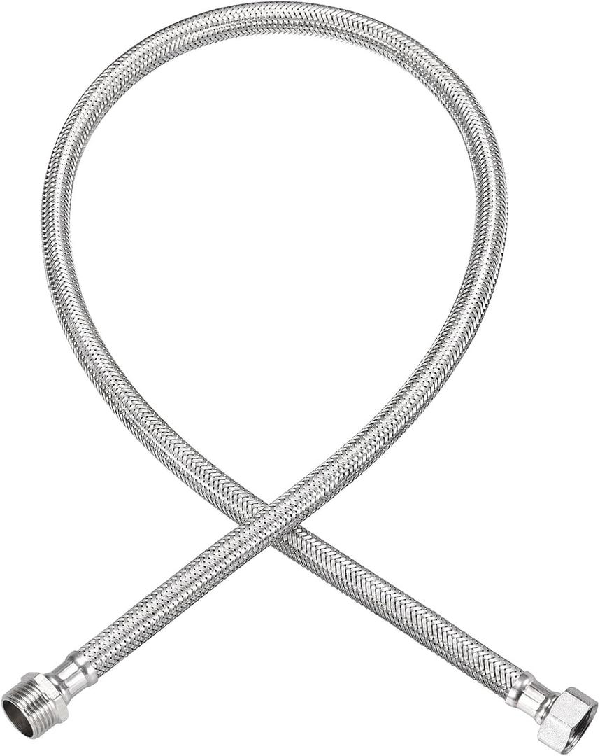 uxcell 32 Inch Long Faucet Supply Line Connector, G1/2 Female Compression Thread x G1/2 Male Connector Straight Thread 304 Stainless Steel Water Supply Hose Line
