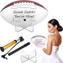 Liliful Wedding Football Autograph Football with 1 Stand 1 Signature Pen 1 Pump for Wedding Reception Game Favor
