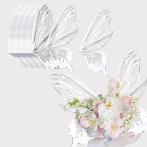Ylapagne Crystal Butterfly Flower Bouquet Wrapping Paper Clear Floral Wraps Packaging Bouquet Accessories for Valentine's Day Wedding Birthday DIY Craft,20 Sets - 20 22 Inches (White)