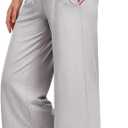UEU Womens Capri Yoga Pants Summer Wide Leg Loose Casual Cropped Lounge Drawstring Pajama Capris Sweatpants with Pockets