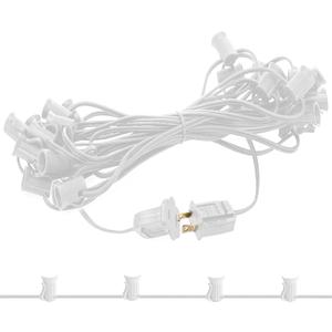 50Ft Christmas Light String Set, C7 Outdoor String Light Stringer, E12 Sockets 12" Spacing, Light Strand Spool for Backyard Xmas Tree Roofline Wedding Patio Event Lighting Decor, White Wire