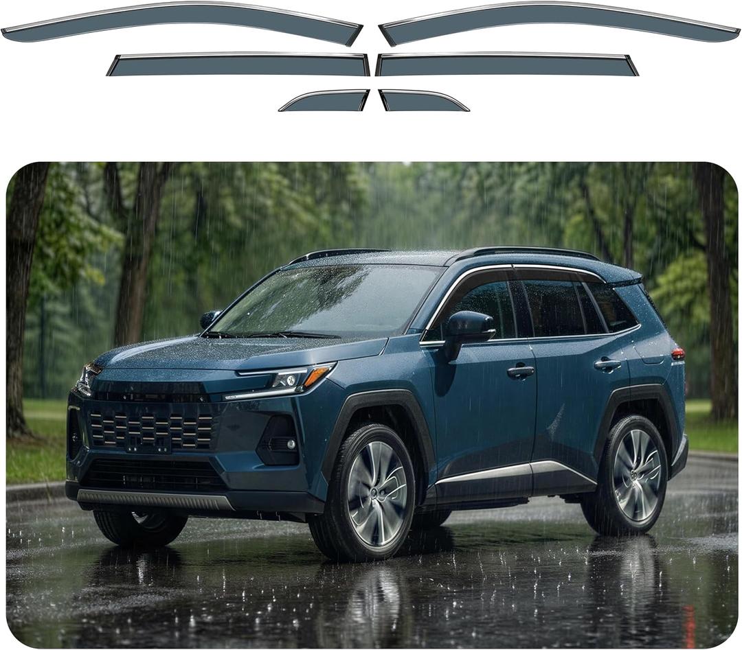 Rain Guards for 2026 Toyota RAV4 (6PCS Set), Window Visors Rain Guards, Wind Deflector for Car, Vent Visors, Clear Rain Shield, Transparent Side Vent Shades for SUV, Automotive Exterior Accessories