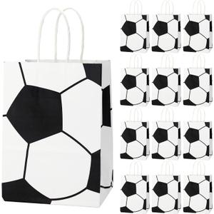 Rtisaeu 12 Pcs Soccer Party Favor Bags, Paper Soccer Goodie Bags Treat Candy Bags, 2026 World Soccer Cup Gift Bags with Handles for Party Supplies