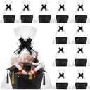 Colarr 12 Pack Baskets for Gifts Empty Bulk Kraft Empty Gift Basket Kit with Handle Wrap Bag Bow DIY Cardboard Market Tray to Fill for Mother's Day Wedding Graduation, 9.8" x 6.5" x 4.3"(Black)