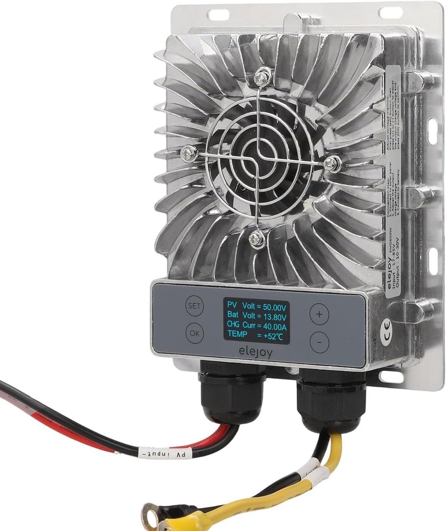 ELEJOY 40A MPPT Solar Charge Controller 600W,12V/24V Auto, LCD Display, 99.5% Efficient, IP65 Waterproof, for Lead Acid/Lithium/LiFePO4 Battery, RV, Boat, Off-Grid Solar Panel Regulator
