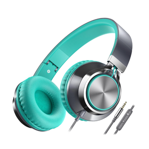 AILIHEN C8 Wired Headphones with Mic and Volume Control - Noise Isolating On-Ear Headphones, Folding Lightweight Corded 3.5mm Headset for Cellphones Tablets Chromebook Laptop Computer (Grey/Mint)