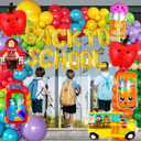 2 x Back to School Balloons, School Bus Pencil Apple Crayon Foil Mylar Balloon for Back to School Supplies, Kindergarten Party Decorations