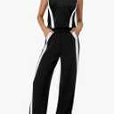 XIEERDUO Two Piece Sets for Women Summer Outfits Travel Mock Neck Lounge Sets Wide Leg Pants Beach Vacation Clothes M