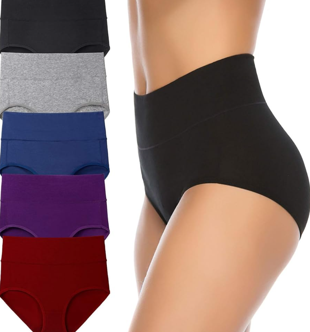 Annenmy Women's High Waist Cotton Underwear Soft Brief Panties Regular and Plus Size XL