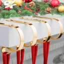 Christmas Stocking Holder,4 Pack Stocking Holders for Mantle, Non-Slip Stocking Holders for Christmas Decorations, Lightweight Stocking Hangers for Mantel Fireplace with Adjustable Design, Gold