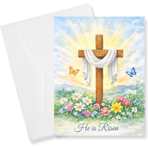 Religious Easter Cards with Envelopes – Christian Easter Cards 5x7 Inch, Easter Cross Religious Greeting Cards, 8 Pack Easter Cards Religious for Prayer, Church & Family
