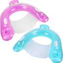 Inflatable Pool Float Chair, 2 Pack Adult Pool Chair Lounge Floats W/Dual Cup Holder & Backrest, Comfort Mesh Seat, Floating Lake Raft Water Chair Lounger for Swimming Beach Summer Outdoor (Pink & Blue)