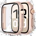 Misxi [2 Pack] Waterproof Hard Case with Tempered Glass Compatible with Apple Watch Series 11 (2025) Series 10 46mm, Overall Protective Cover for iWatch Screen Protector, 1 Rose Gold + 1 Transparent