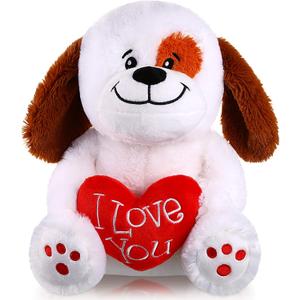 Sumind Valentine Bear Dog Plush Stuffed Animals Gift 10 Inch Cute Plush Animals Heart Holding Soft Stuffed Toy for Valentine, Mother's Day, Wedding, Anniversary, Birthday(Puppy Dog)