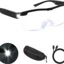 Magnifying Glasses with Light, 200% Magnification, USB Rechargeable LED Lighted Magnifying Glass, Anti Blue Light, Hands Free Head Magnifier Eyeglasses for Close Work, Hobbies, Reading, CraftBlack