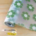 Drawer and Shelf Liner for Kitchen Cabinet,Non-Adhesive Waterproof EVA Drawer Liner for Dresser & Bathroom Vanities with Cutting Tool(12 in X 20 Ft Green Chrysanthemum)