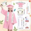 Lasnten Matte Kindergarten Graduation Gown Cap Tassel Set with 2026/2027 Charm Stole Accessories for Kids Grad Gift (Pink, XS)