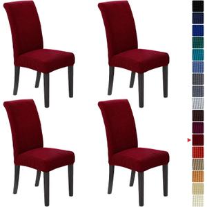 Howhic Stretch Chair Covers for Dining Room Set of 4, Removable Washable Dining Room Chair Covers, Dining Chair Slipcovers Seat Protector, Great Home Decor and Banquet Upholstery (Red Dahlia, 4 Pack)