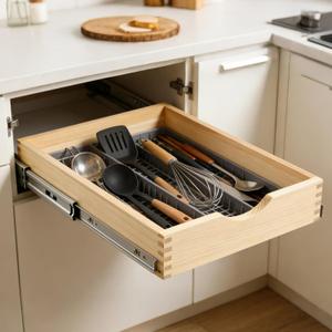 Soft Close Wood Pull Out Cabinet Drawer, 17", Fits 18"+ Opening | Pre-assembled | Clear-coated wood | Full-extension slides | Measure first | Kitchen, pantry, bath
