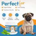 Bulldog Wrinkle Wipes for Dogs  Deodorizing & Soothing with Honeysuckle Extract  Non-Irritating, Cleans Wrinkles, Folds, Paws & Tail Pockets  for Bulldogs, Pugs & Frenchies (100 Count)