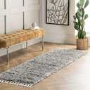 nuLOOM Brooke Shag Tasseled Area Rug - 2x8 Runner Shag Rug Casual Grey/Ivory Rugs for Living Room Bedroom Dining Room Nursery Entryway Hallway