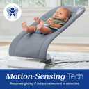 Chicco E-Motion Auto-Glider & Baby Bouncer, Motion-Sensing, Nature Sounds and Melodies, Cotton Seat Pad, AC or Battery Powered, Grey/Grey