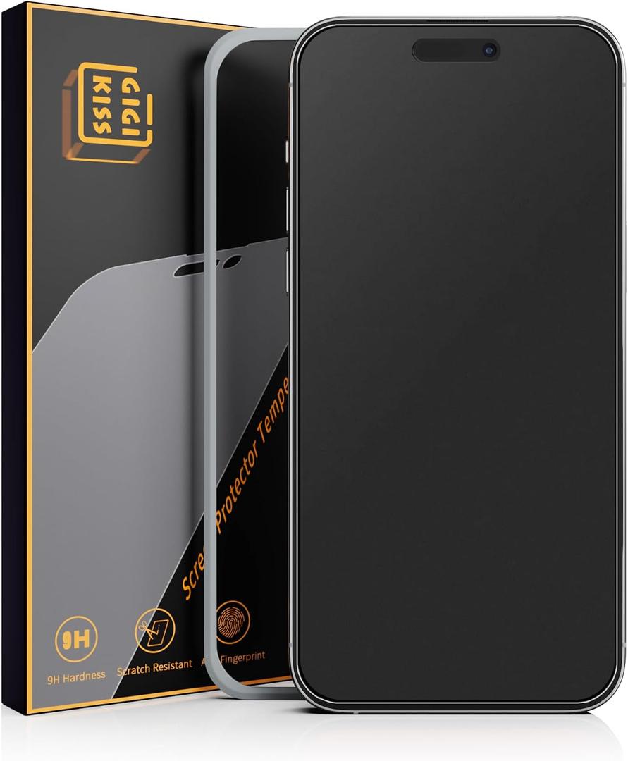 GIGIKISS 2 Pack for iPhone 16 Pro Matte Screen Protector 6.3 inch, Anti Fingerprint Anti Glare Screen Protector Tempered Glass Easy Installation
