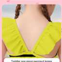 Girls One Piece Swimsuits Toddler Cute Ruffle Bathing Suits Quick Dry Beach Swimwear Size 2-7 Years (Yellow Bee)